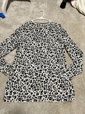 Leopard Print Long Sleeve Women’s Top - Black on Cream